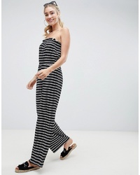 Black and White Horizontal Striped Jumpsuit