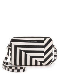 Black and White Horizontal Striped Leather Crossbody Bag