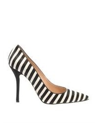 Black and White Horizontal Striped Leather Shoes