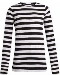 Black and White Horizontal Striped Long Sleeve T-shirt
