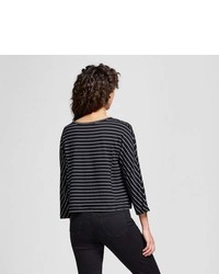 Mossimo 34 Sleeve Striped Knit T Shirt Blackwhite