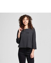 Mossimo 34 Sleeve Striped Knit T Shirt Blackwhite