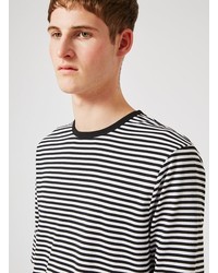 Topman Black And White Stripe Long Sleeve T Shirt