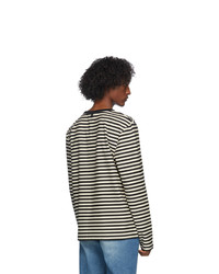 AMI Alexandre Mattiussi Black And White Striped Long Sleeve T Shirt