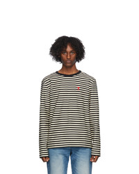 AMI Alexandre Mattiussi Black And White Striped Long Sleeve T Shirt