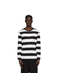 Yohji Yamamoto Black And White Striped Long Sleeve T Shirt