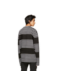 Juun.J Black Block Striped Long Sleeve T Shirt
