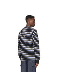 Juun.J Black Stripe Embroidered Long Sleeve T Shirt
