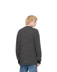 Juun.J Black Striped Long Sleeve T Shirt
