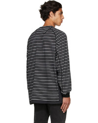 Juun.J Black Striped Solid String Long Sleeve T Shirt