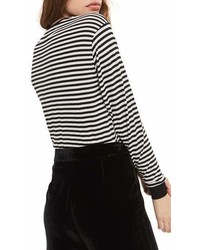 Topshop Embroidered Ciao Stripe Tee