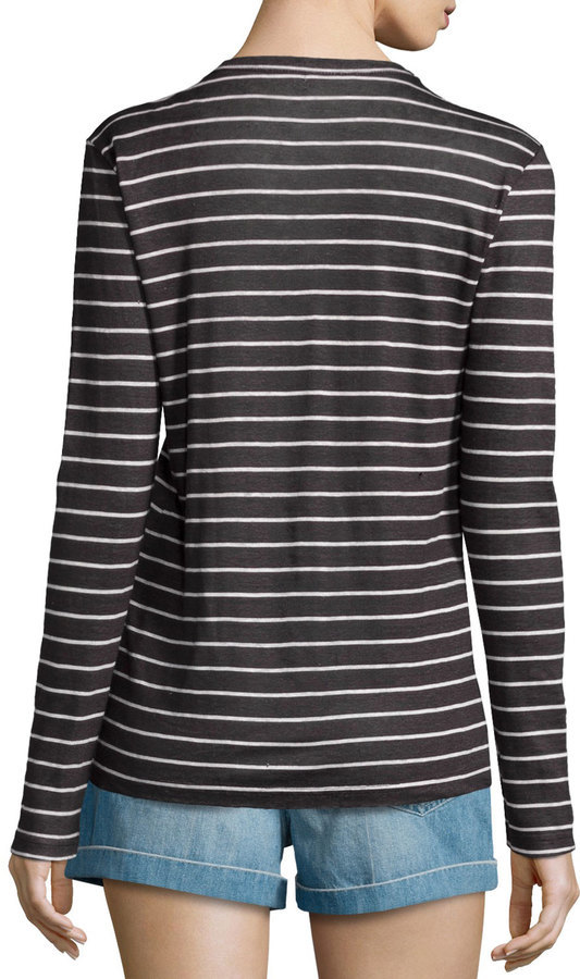 Etoile Marant Isabel Etoile Karon Long Sleeve Striped Black, $200 | Bergdorf Goodman | Lookastic