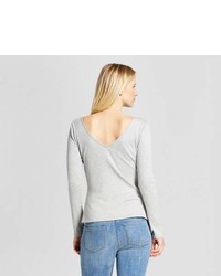 Who What Wear Long Sleeve V Back T Shirt