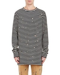 Off White Co Virgil Abloh Distressed Striped T Black, | Barneys New Lookastic