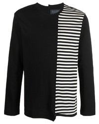 Yohji Yamamoto Stripe Pattern Panelled Long Sleeve T Shirt