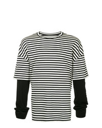 Juun.J Striped Contrast Sleeve T Shirt