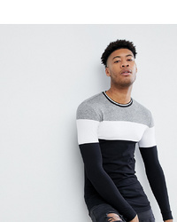 ASOS DESIGN Tline Long Sleeve T Shirt With Twisted Jersey Yoke Panel And Tipping Neck