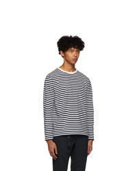 Nanamica White And Black Striped Coolmax Long Sleeve T Shirt