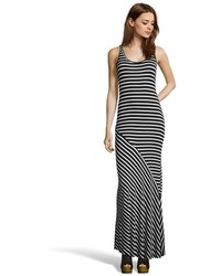 Wyatt Black And White Striped Stretch Jersey Cut Out Back Maxi Dress