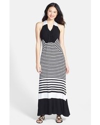 Chaus Colorblock Stripe V Neck Maxi Dress
