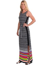 Nine West Horizon Maxi Dress Border Stripe Sleeveless