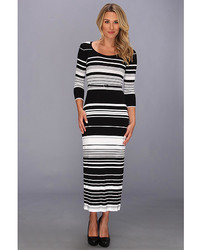Calvin Klein Long Sleeve Striped Maxi Dress With Belt