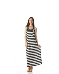 Stanzino Black White Striped Racerback Maxi Dress