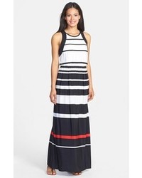 Donna Ricco Stripe Jersey Maxi Dress