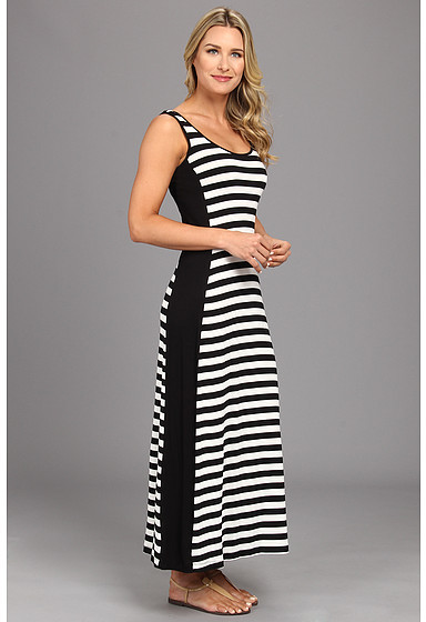 calvin klein black and white striped maxi dress