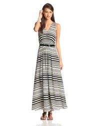 Anne Klein Urban Stripe Fine Pleat Maxi Dress
