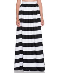 Black and White Horizontal Striped Maxi Skirt