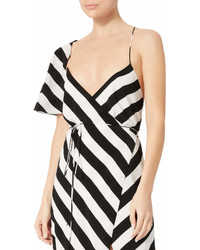 Michelle Mason Striped Wrap Midi Dress