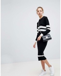 Daisy Street Relaxed Sweater Dress With Sports Stripe