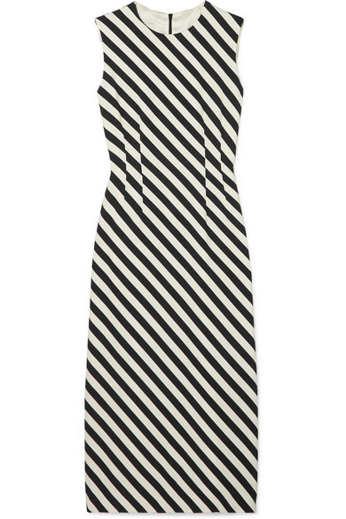 Dries Van Noten Striped Satin Midi Dress, $822 | NET-A-PORTER.COM ...