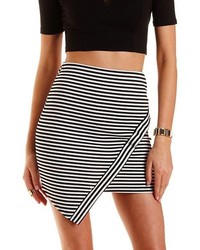 Charlotte Russe Striped Asymmetrical Mini Skirt