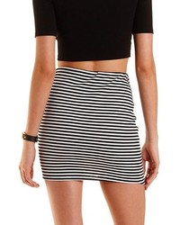 Charlotte Russe Striped Asymmetrical Mini Skirt