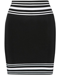 Balmain Striped Stretch Knit Mini Skirt