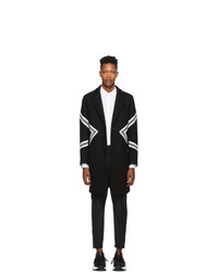 Black and White Horizontal Striped Overcoat