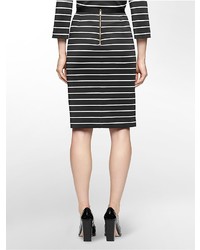 Calvin Klein Neoprene Stripe Pencil Skirt