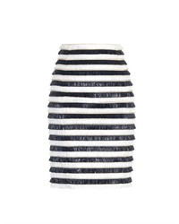 Balmain Striped Bi Colour Fringed Skirt