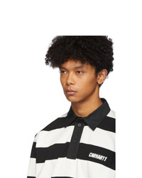 CARHARTT WORK IN PROGRESS Black And White Easton Stripe Rugby Polo