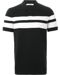 Black and White Horizontal Striped Polo