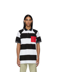 Burberry Black And White Oversized Rugby Stripe Polo