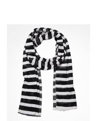 Express Black And White Textured Stripe Scarf