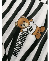 Moschino Logo Print Striped Scarf