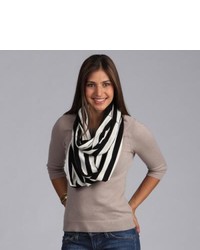 Peach Couture Black And White Striped Infinity Loop Scarf