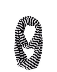 Sylvia Alexander Striped Jersey Knit Infinity Scarf Black