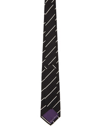 Ralph Lauren Purple Label Black Faille Striped Tie