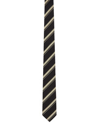 Dries Van Noten Black Silk Striped Tie