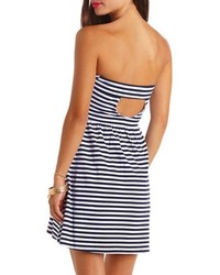 Charlotte Russe Knotted Striped Strapless Skater Dress